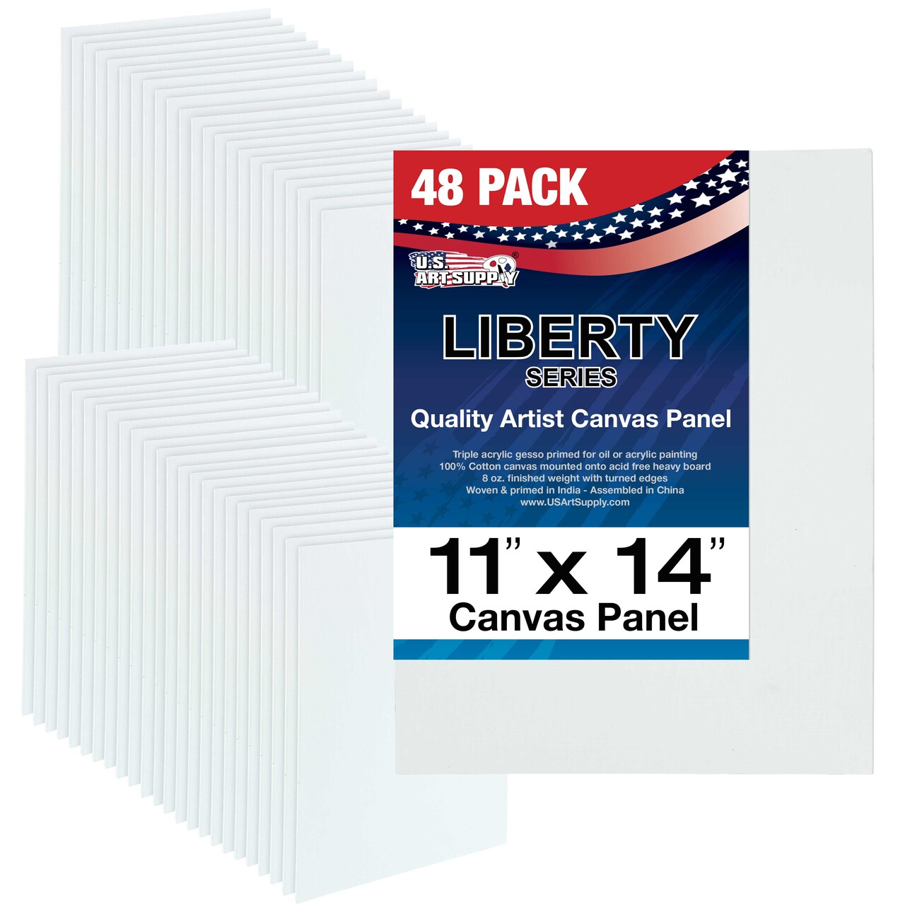 11 X 14 Inch Professional Art Canvas Board Panels 48 Pack - 8 Ounce Heavyweight Cotton Acid Free Canvases for Painting Acrylics and Watercolor (1 Case of 48 Single Canvas Painting Panels)